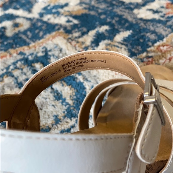 White Cork Heel Wedges - Picture 7 of 7